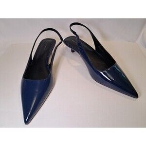 NEW Ann Taylor Pointy Toe 1.5" Heel Slingback Pumps Dark Blue Patent Size 8.5M